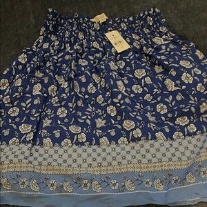 LOFT Royal Blue & Light Blue Floral Smocked Waist Mini Skirt